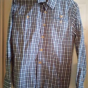 Cavi Men's Designer Button Front LS Shirt Blue Size Large, Like New